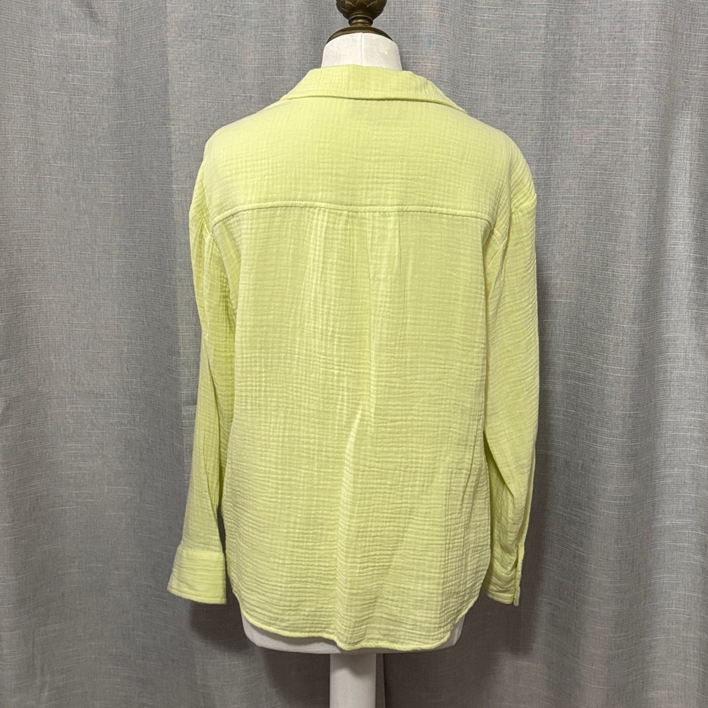 CeCe brand 100% Cotton PopOver Top-Sz M-Light Key Lime Color-Textured-EUC - Picture 6 of 12